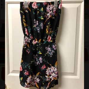 Floral, strapless romper